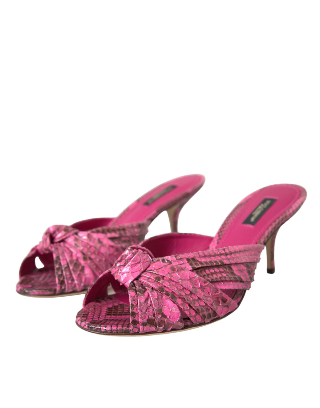 Dolce & Gabbana Pink Exotic Leather Kitten Heel Slide Shoes