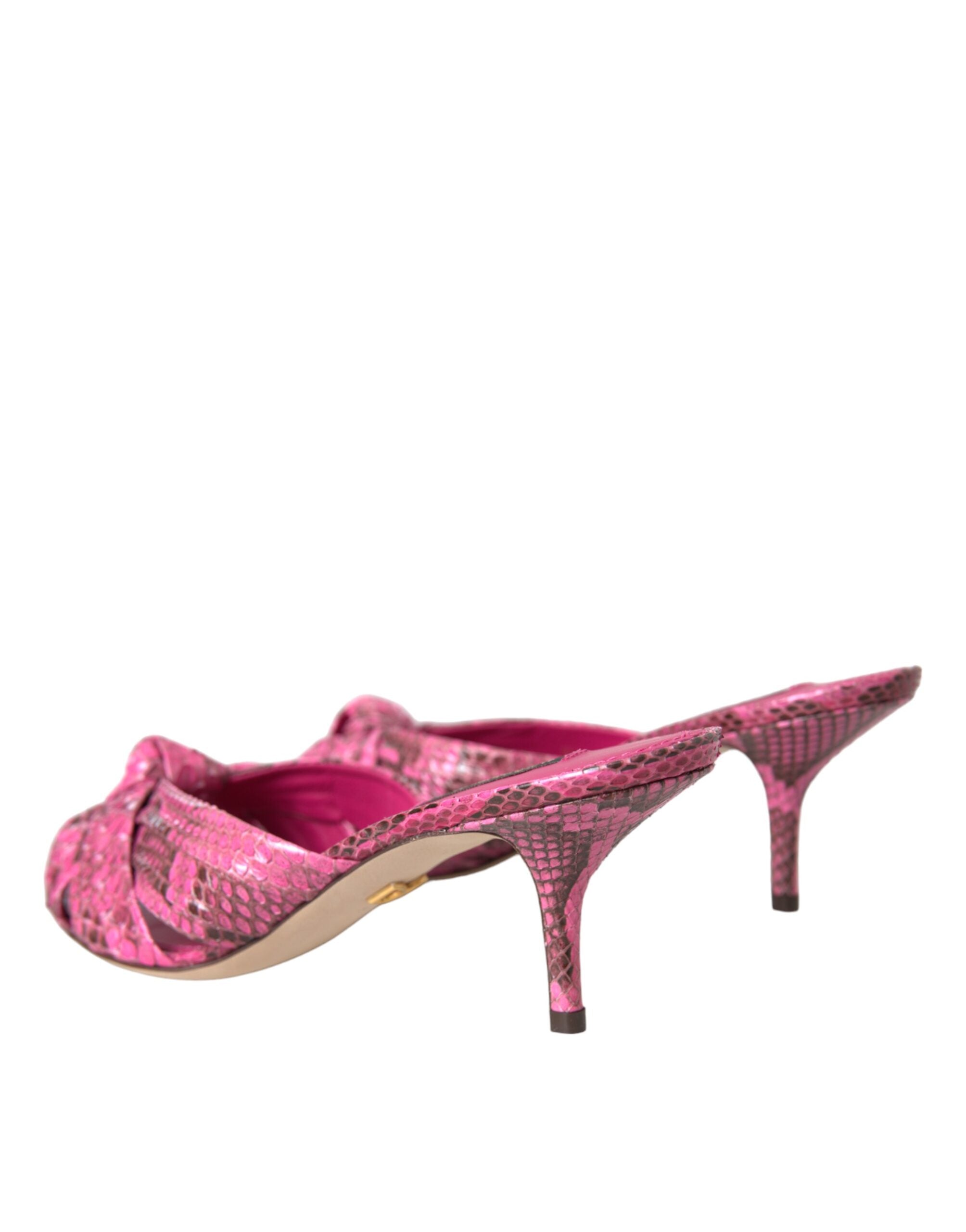 Dolce & Gabbana Pink Exotic Leather Kitten Heel Slide Shoes