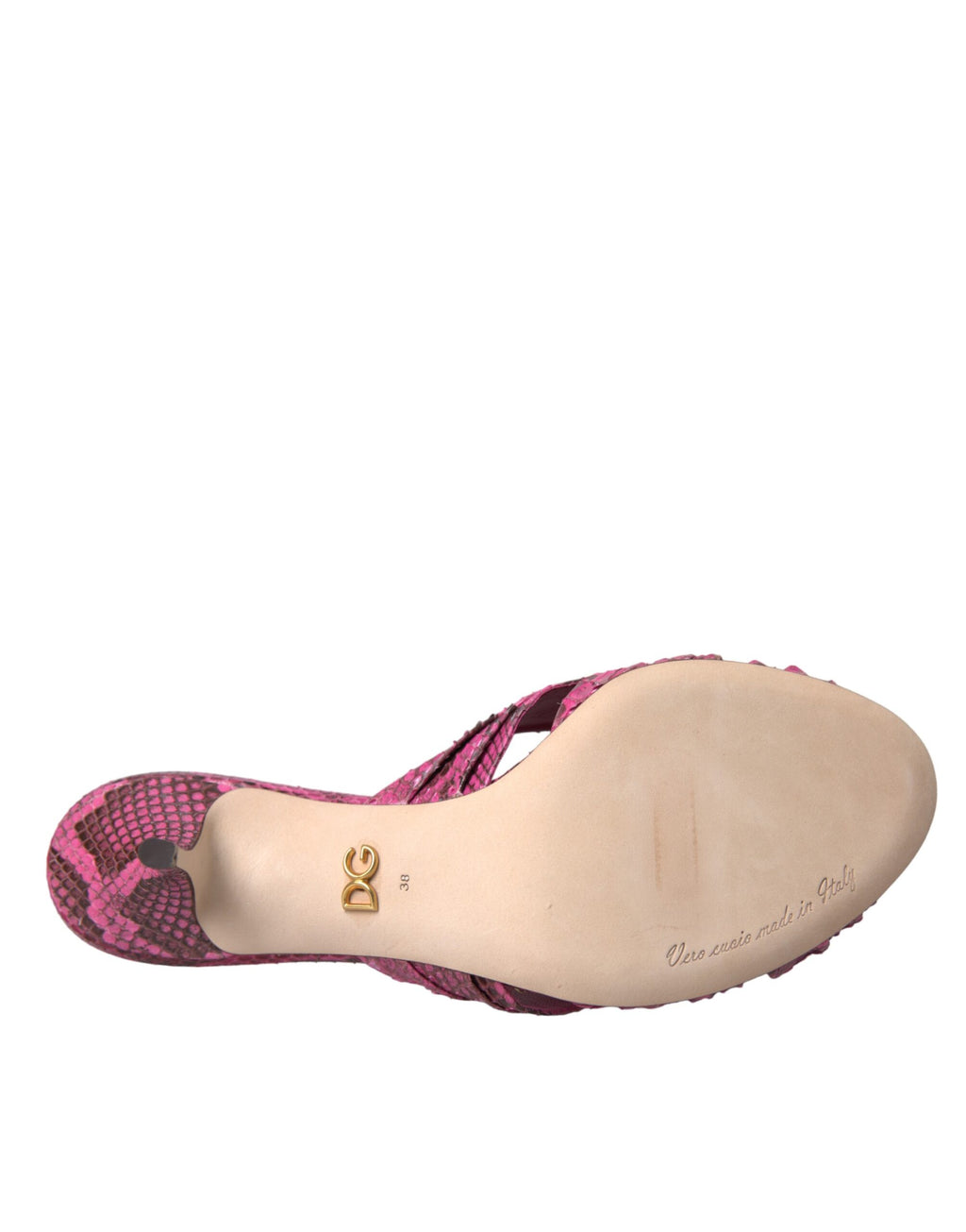 Dolce & Gabbana Pink Exotic Leather Kitten Heel Slide Shoes
