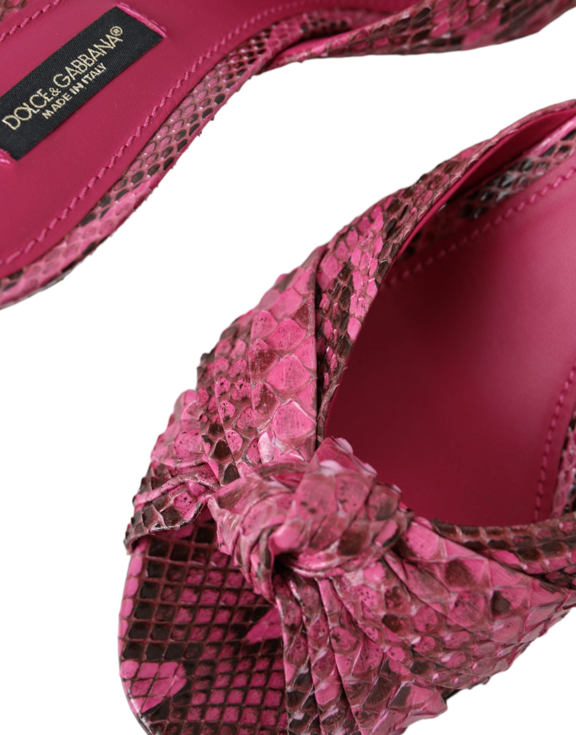 Dolce & Gabbana Pink Exotic Leather Kitten Heel Slide Shoes