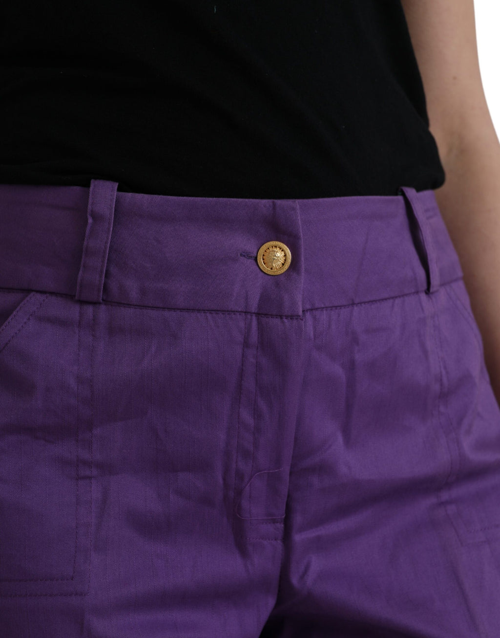 BENCIVENGA Lila Baumwolle MidWaist Straight Cropped Pants