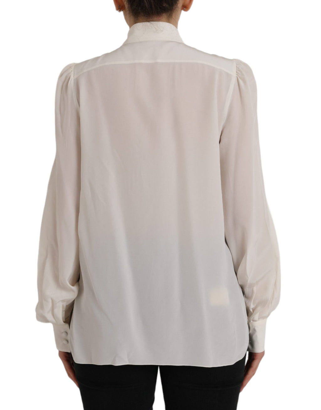 Dolce & Gabbana White Long-Sleeved Blouse Top with Button Placket