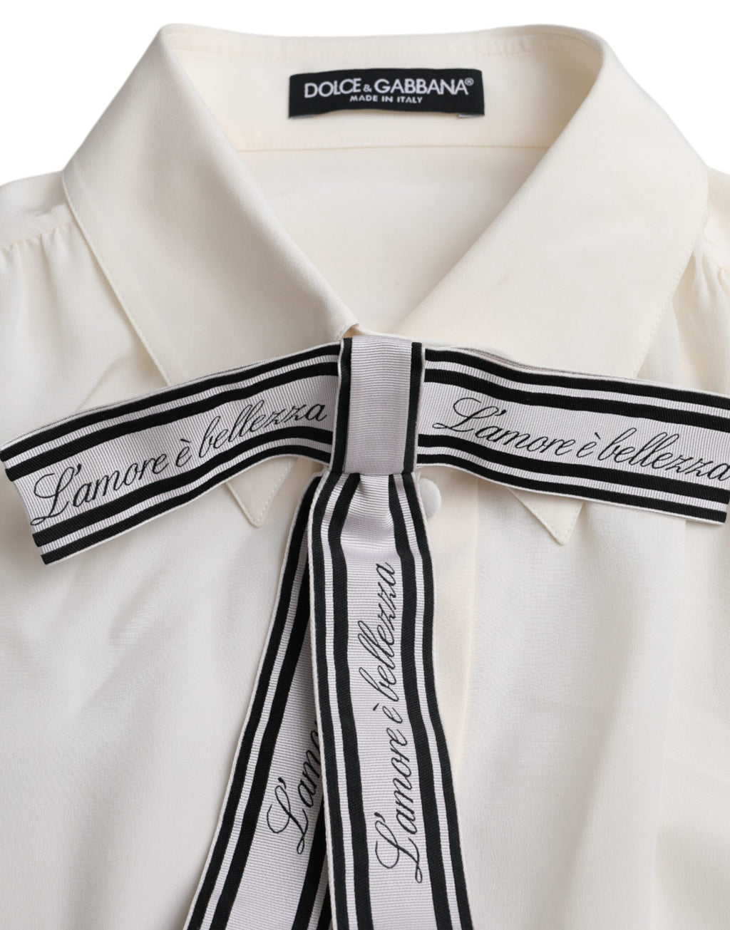 Dolce & Gabbana White Long-Sleeved Blouse Top with Button Placket