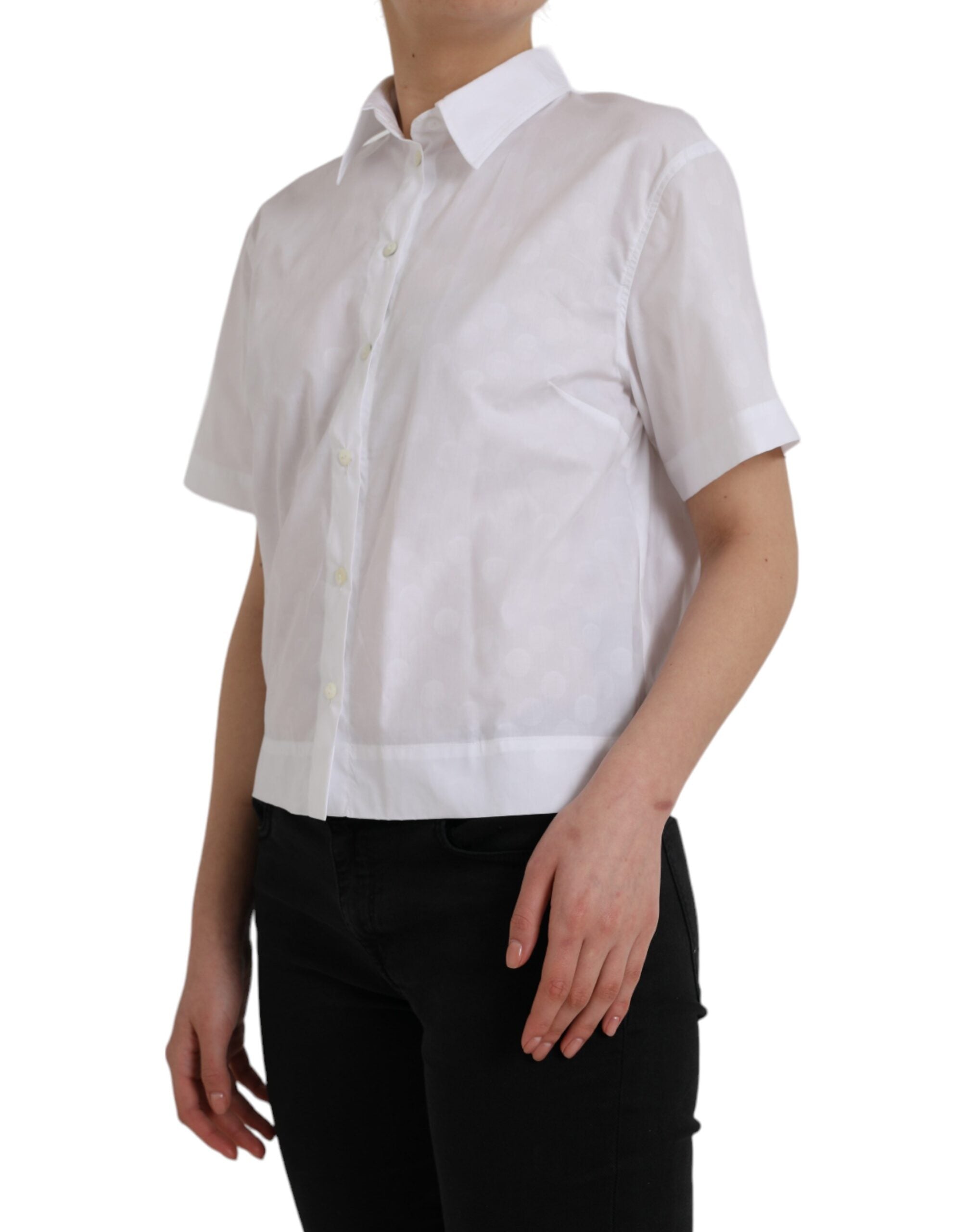 Dolce & Gabbana White Short-Sleeved Polo Shirt with Collar