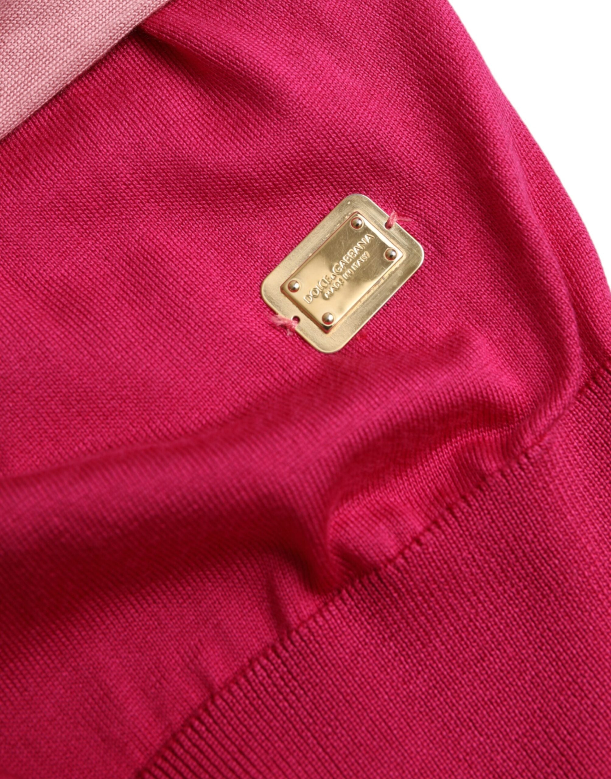 Dolce & Gabbana Pink Short-Sleeve Jumper with Ascot Collar