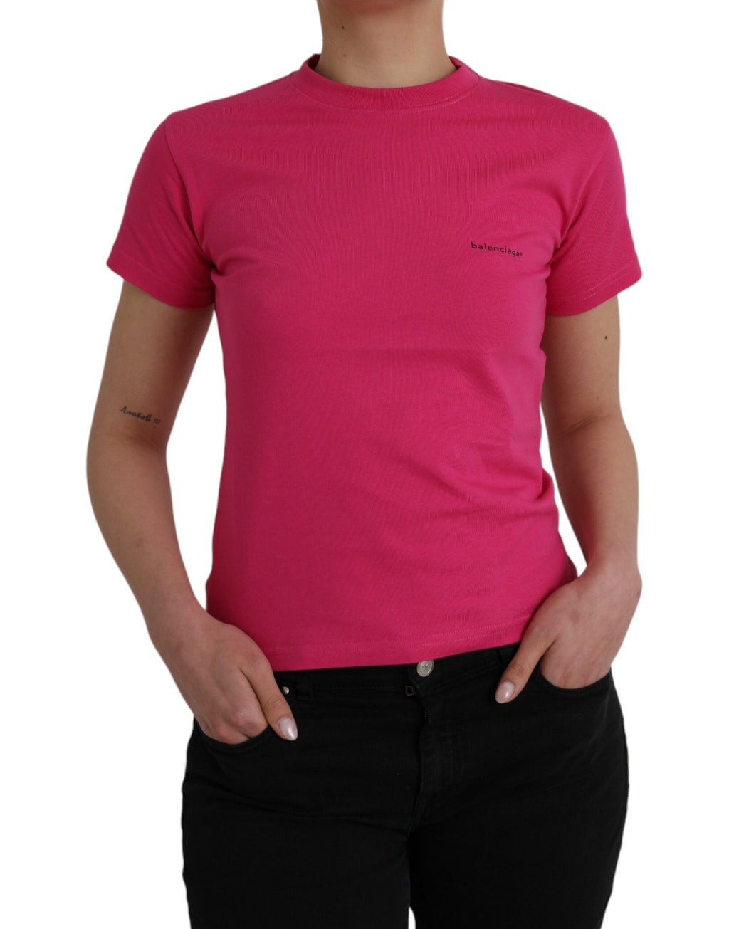 Balenciaga Pink Cotton Crewneck Short Sleeve T-Shirt