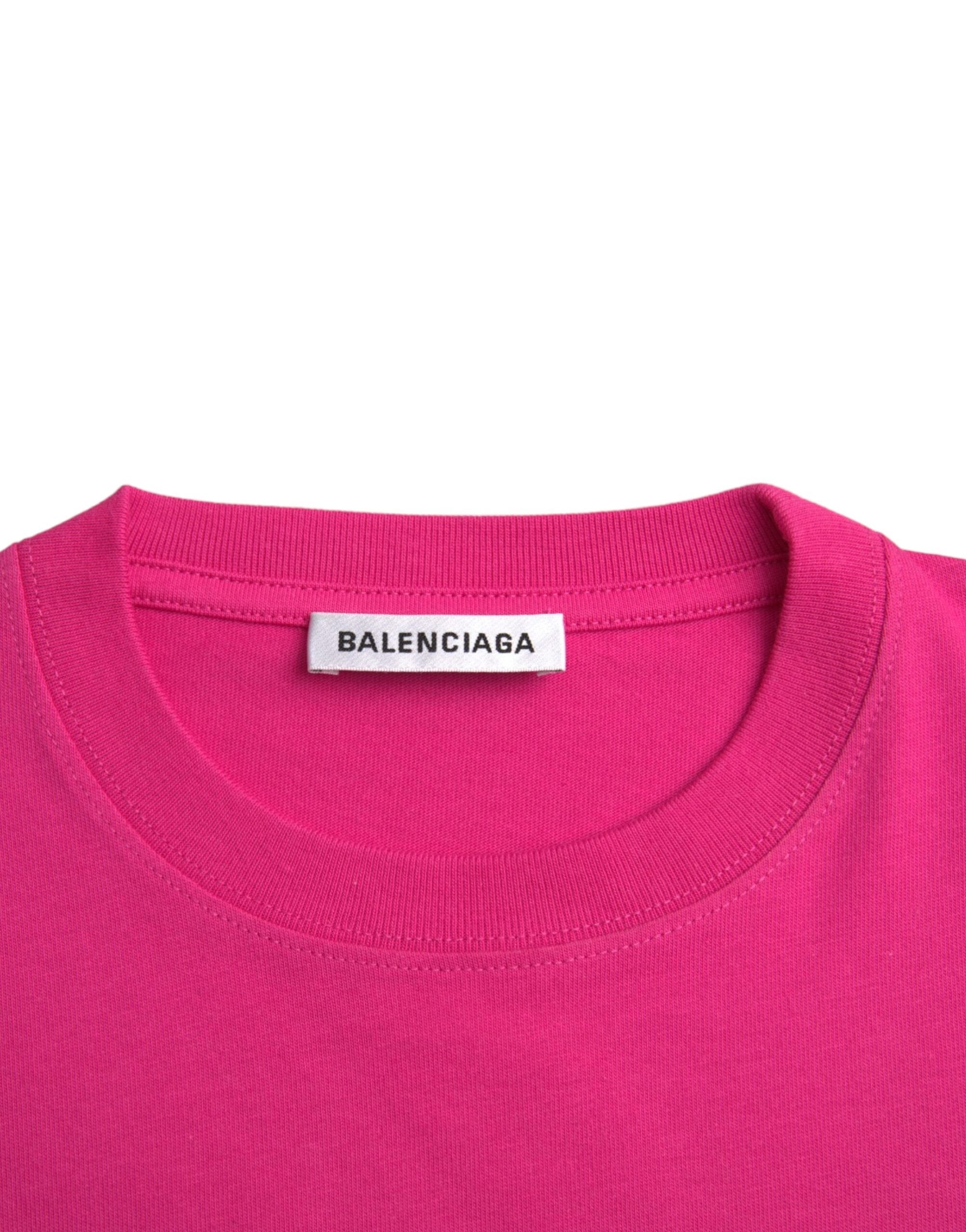 Balenciaga Pink Cotton Crewneck Short Sleeve T-Shirt