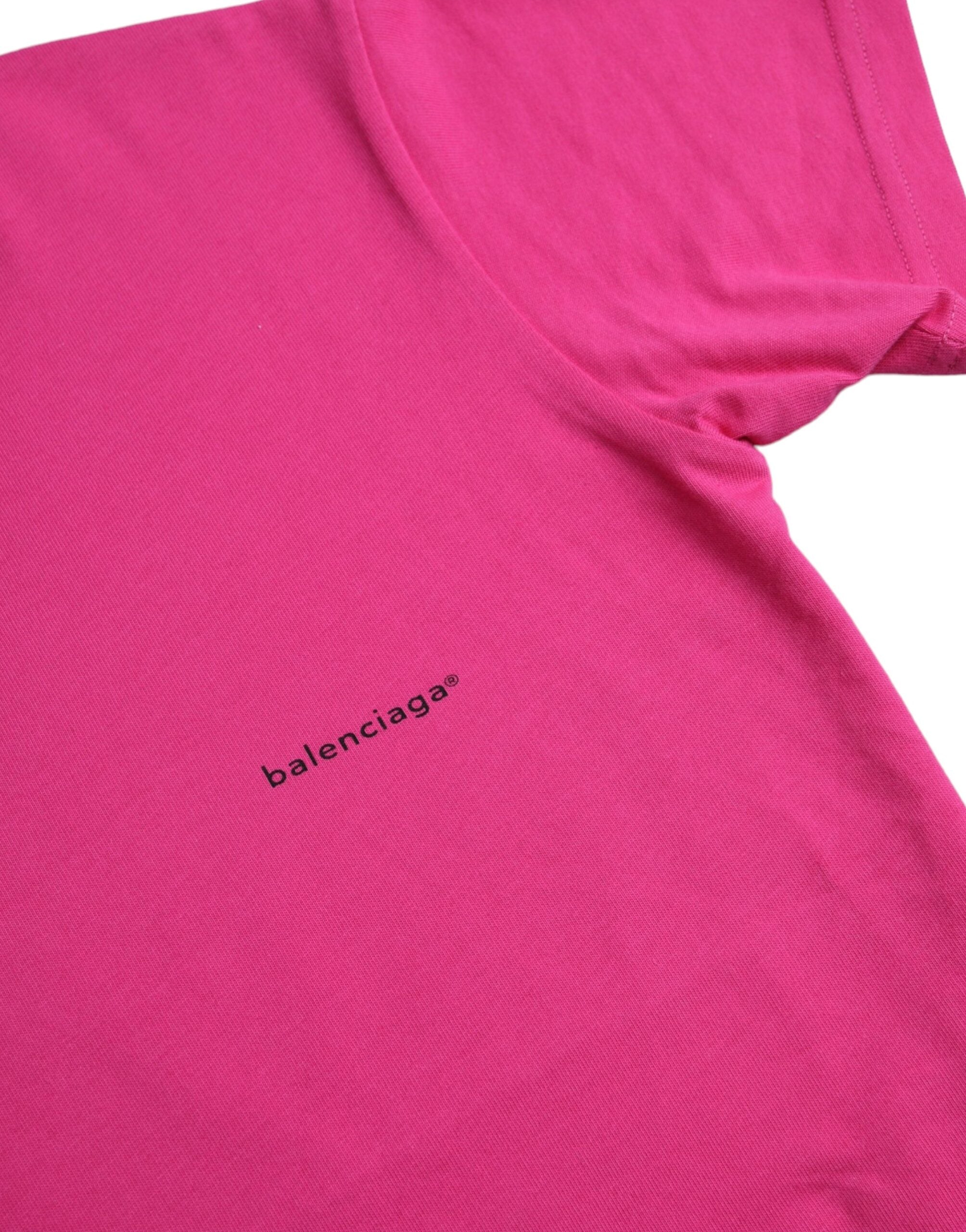 Balenciaga Pink Cotton Crewneck Short Sleeve T-Shirt