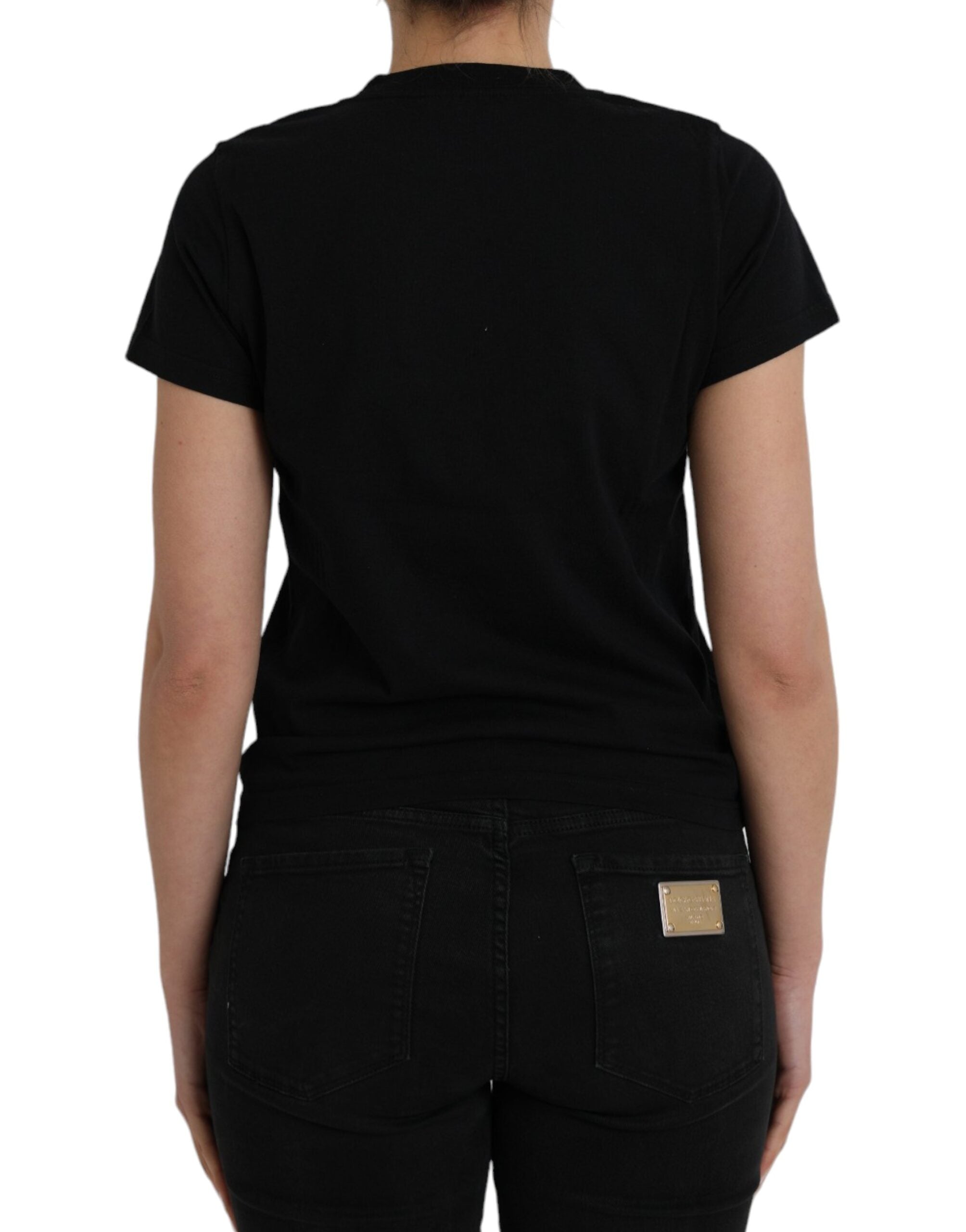 Balenciaga Black Cotton Short Sleeve Crew Neck T-Shirt with Logo Print