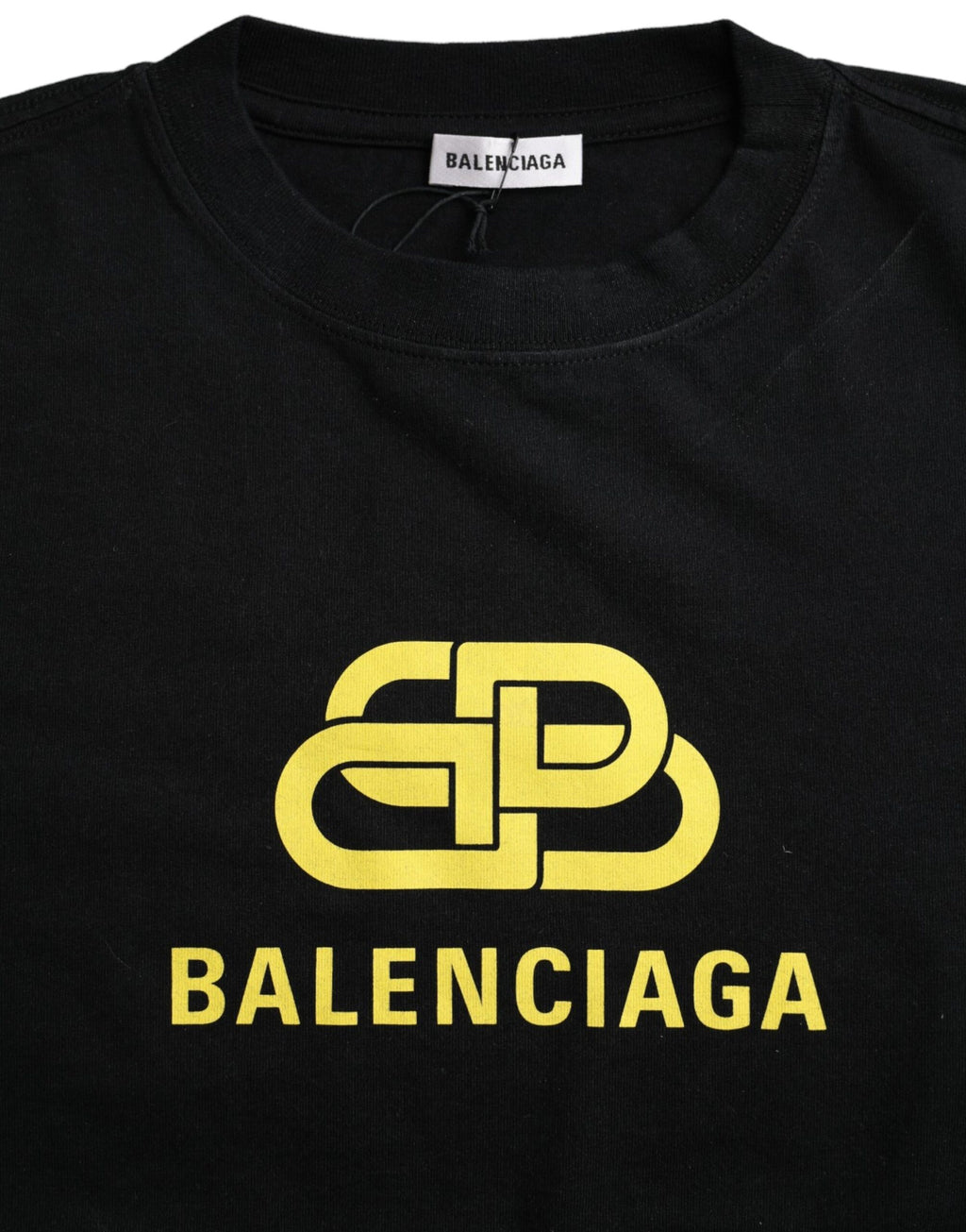 Balenciaga Black Cotton Short Sleeve Crew Neck T-Shirt with Logo Print