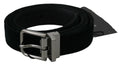 Dolce & Gabbana Black Velvet Leather Belt with Silver Buckle
