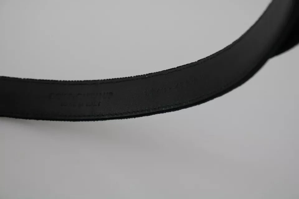 Dolce & Gabbana Black Velvet Leather Belt with Silver Buckle