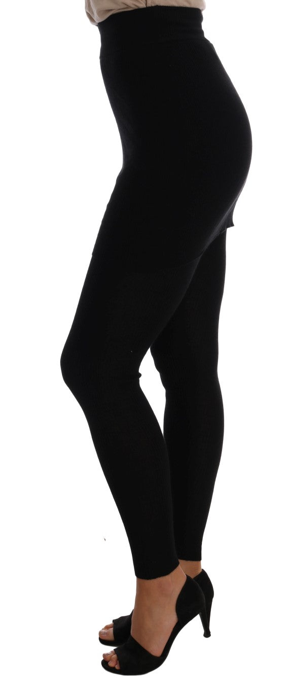 Dolce & Gabbana Black Cashmere Silk Blend Tights Stockings