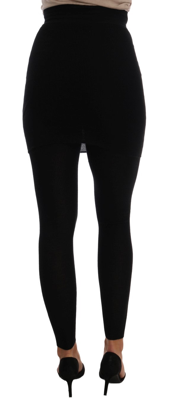 Dolce & Gabbana Black Cashmere Silk Blend Tights Stockings
