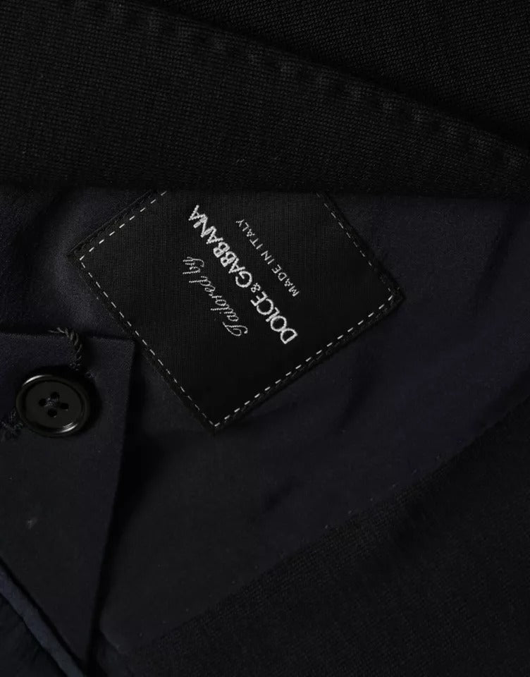 Dolce & Gabbana Blauer Wollmantel einreihig mit Kerbe Blazer