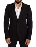 Dolce & Gabbana Schwarzer Wollmantel Slim Fit Jacke Blazer