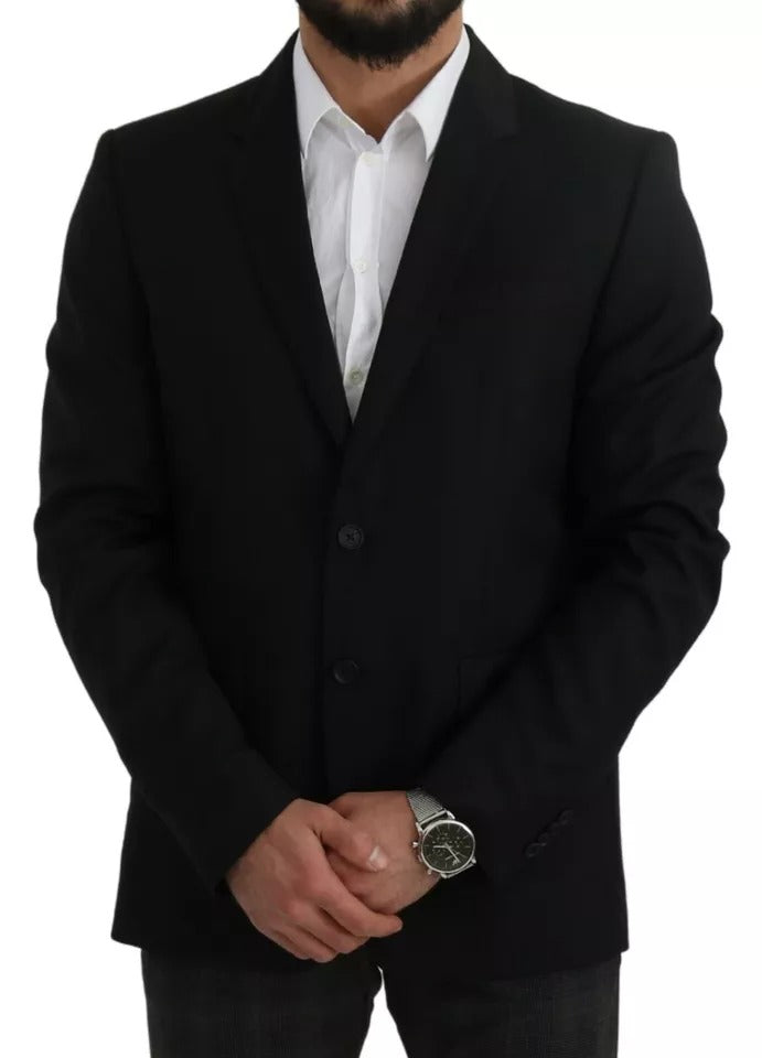 Dolce & Gabbana Black Slim-fit Notch Lapel Wool Blazer