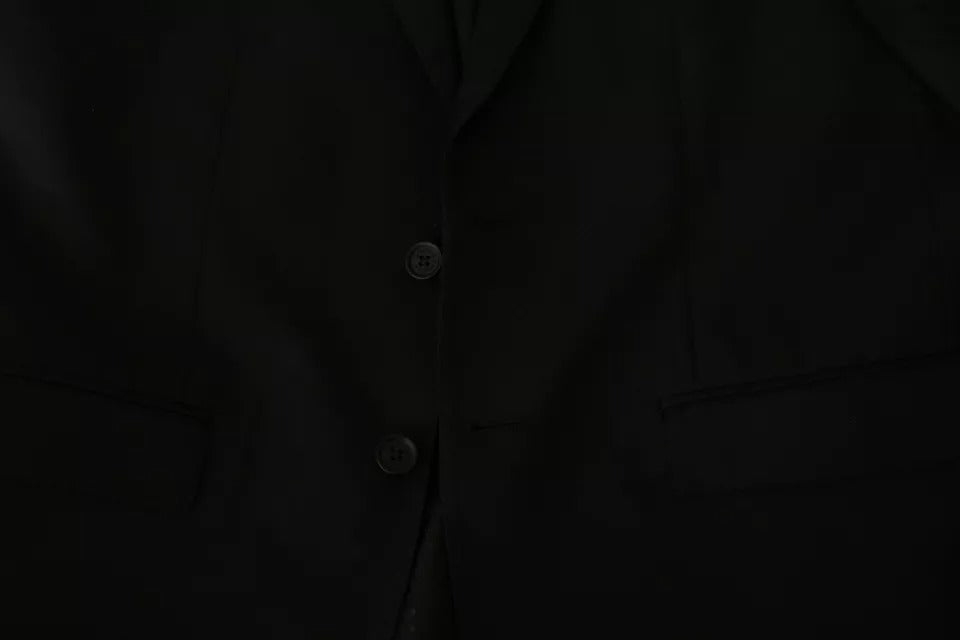 Dolce & Gabbana Schwarzer Wollblazer mit schmaler Passform und Kerbe