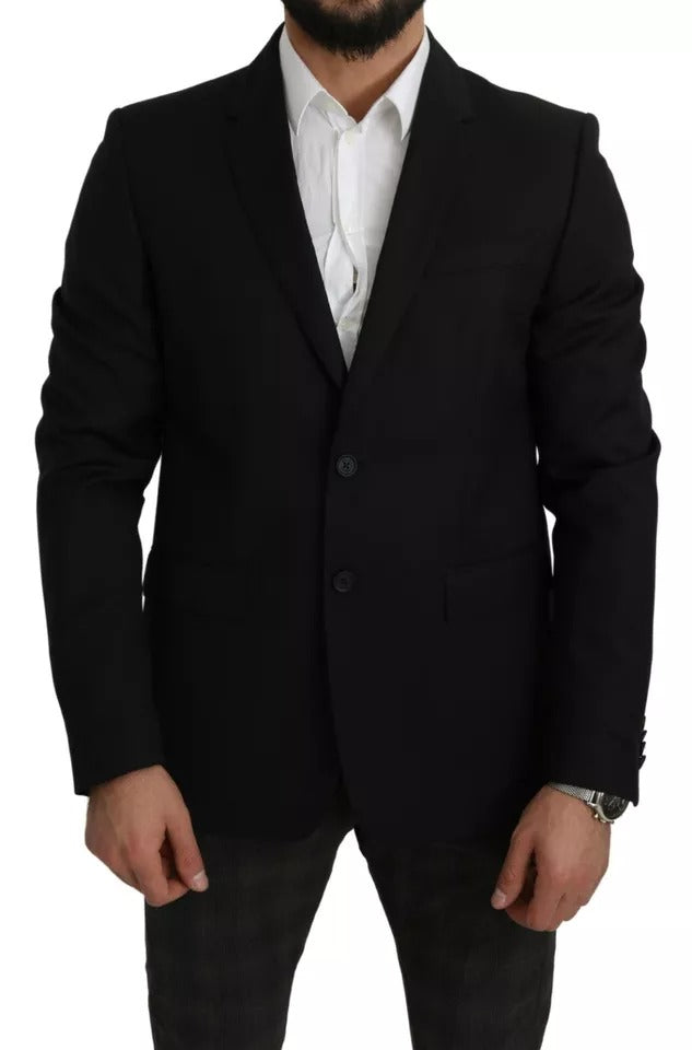 Dolce & Gabbana Black Slim-fit Notch Lapel Wool Blazer