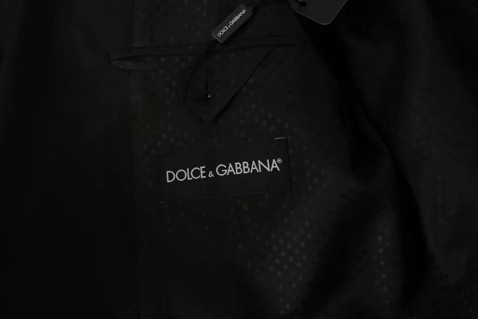 Dolce & Gabbana Schwarzer Wollblazer mit schmaler Passform und Kerbe
