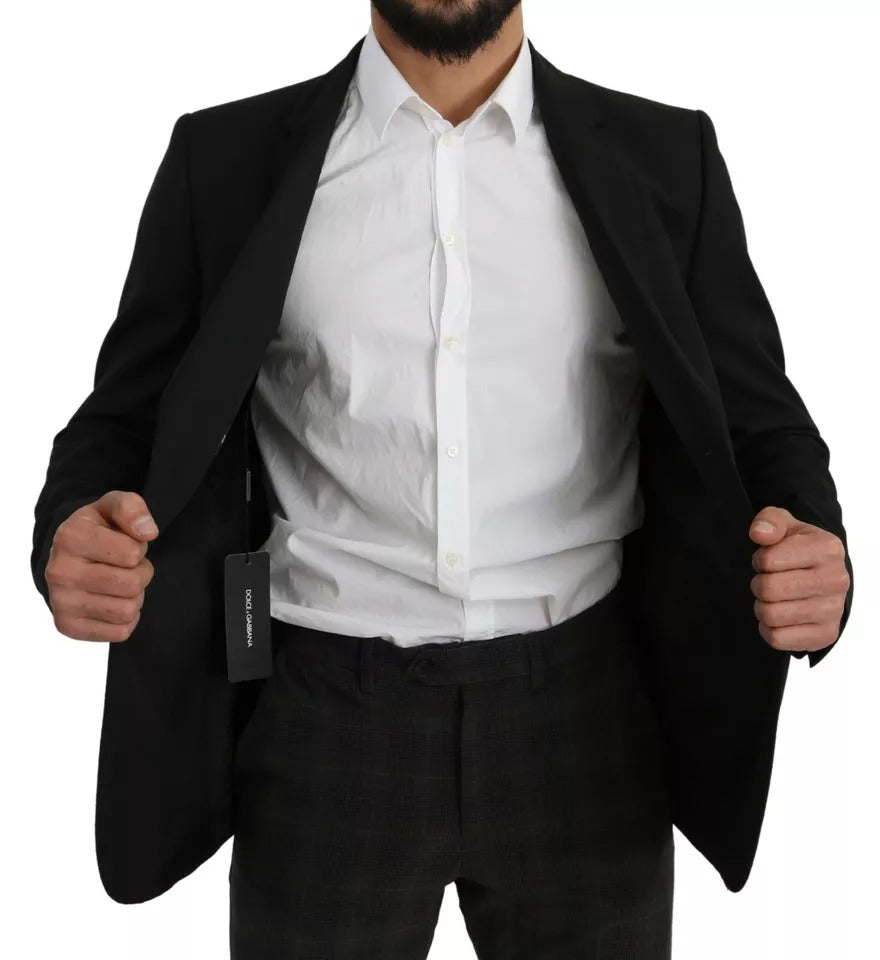 Dolce & Gabbana Black Slim-fit Notch Lapel Wool Blazer