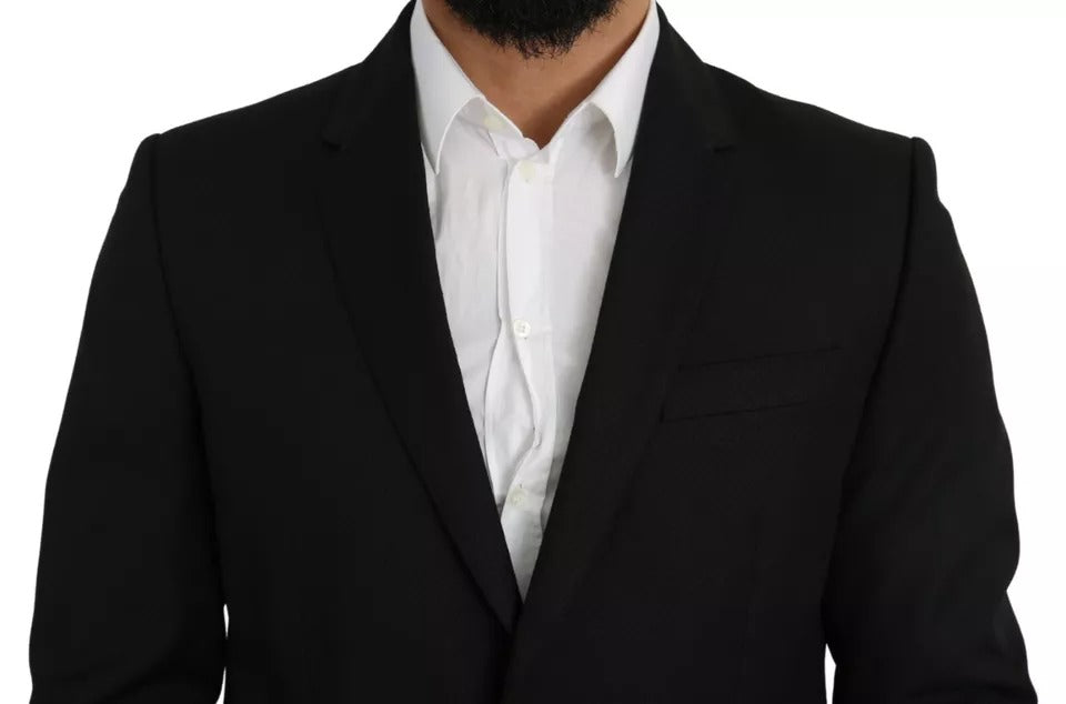 Dolce & Gabbana Black Slim-fit Notch Lapel Wool Blazer