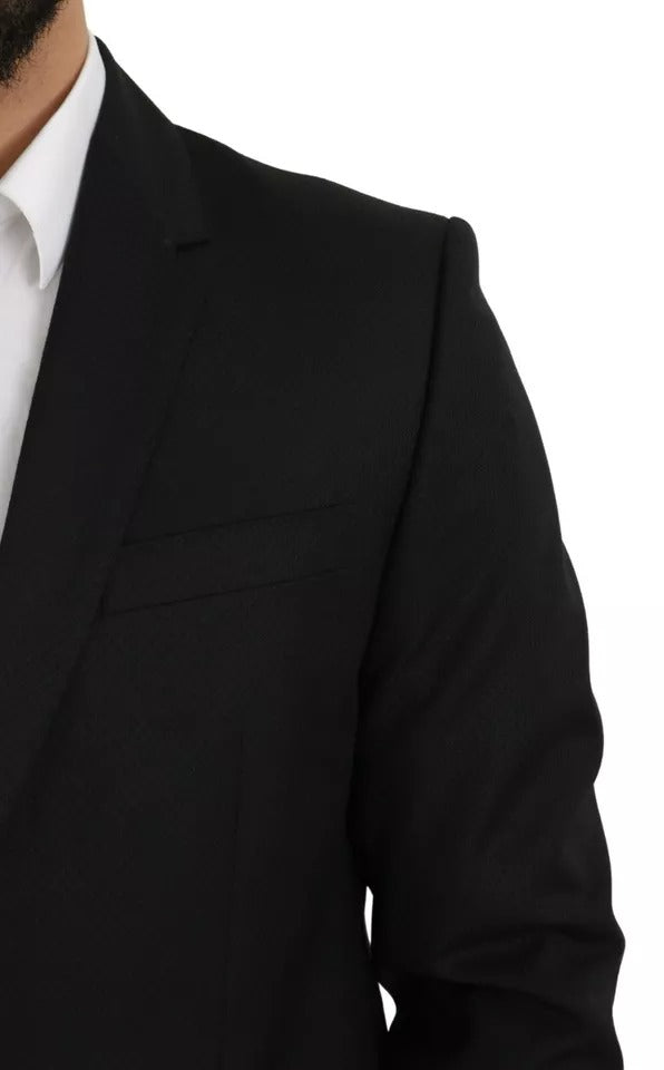 Dolce & Gabbana Black Slim-fit Notch Lapel Wool Blazer