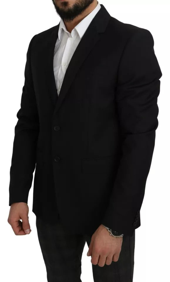 Dolce & Gabbana Black Slim-fit Notch Lapel Wool Blazer