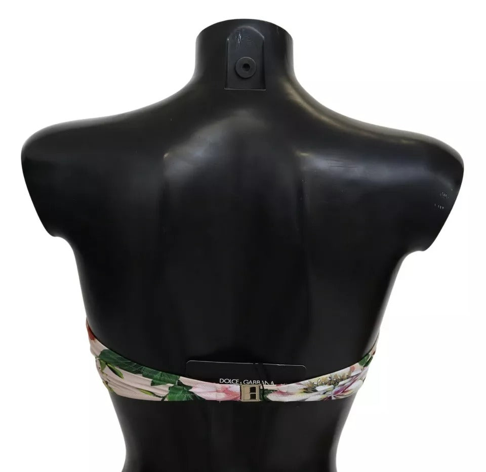 Dolce & Gabbana Pink Floral Print Swimsuit Swimwear Bikini Top