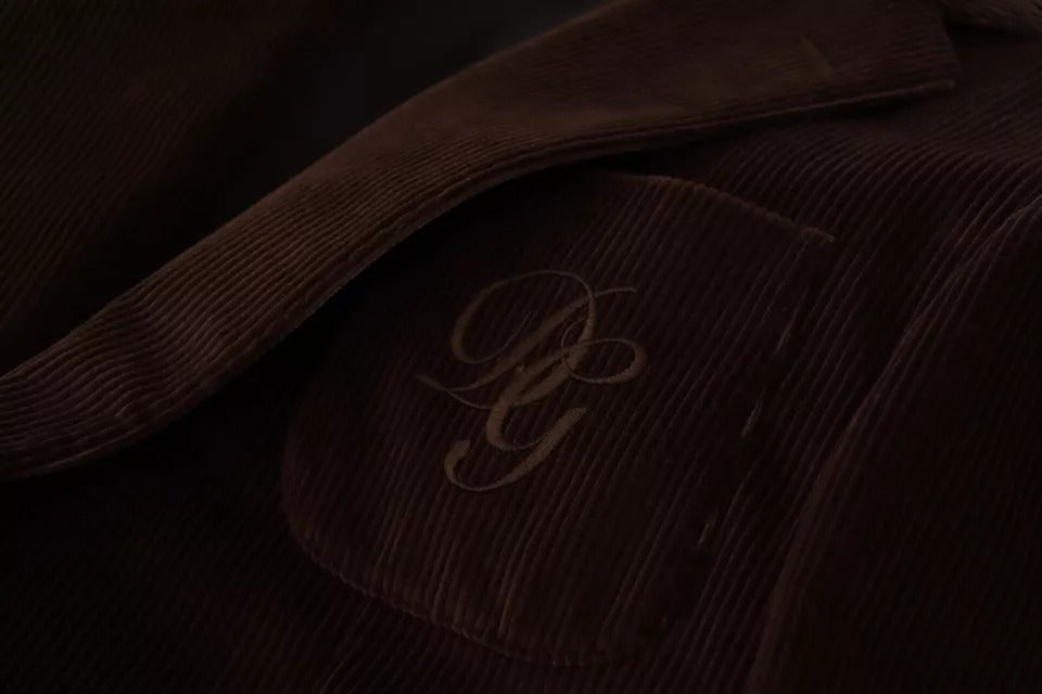 Dolce & Gabbana Brown Corduroy Coat DG Logo Blazer