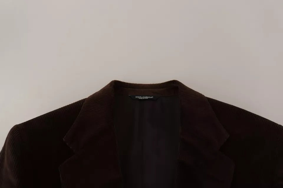 Dolce & Gabbana Brauner Kordmantel DG Logo Blazer