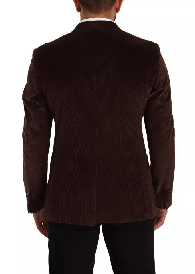Dolce & Gabbana Brown Corduroy Coat DG Logo Blazer