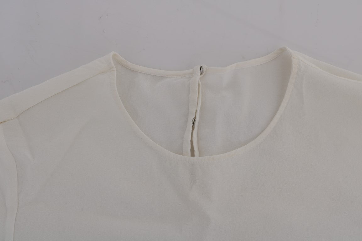 Dolce & Gabbana Weißes Seiden-T-Shirt ITALIA IS LOVE Bluse