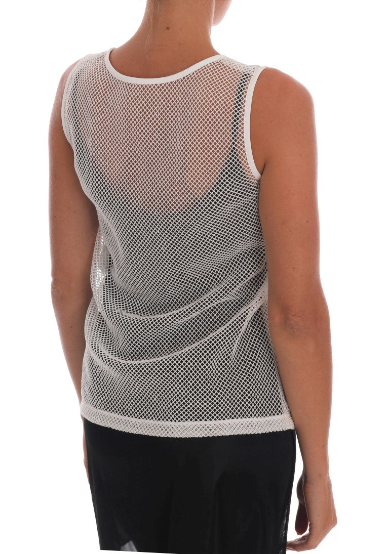 Dolce & Gabbana Weißes Netz-Tank-Transparent-Top