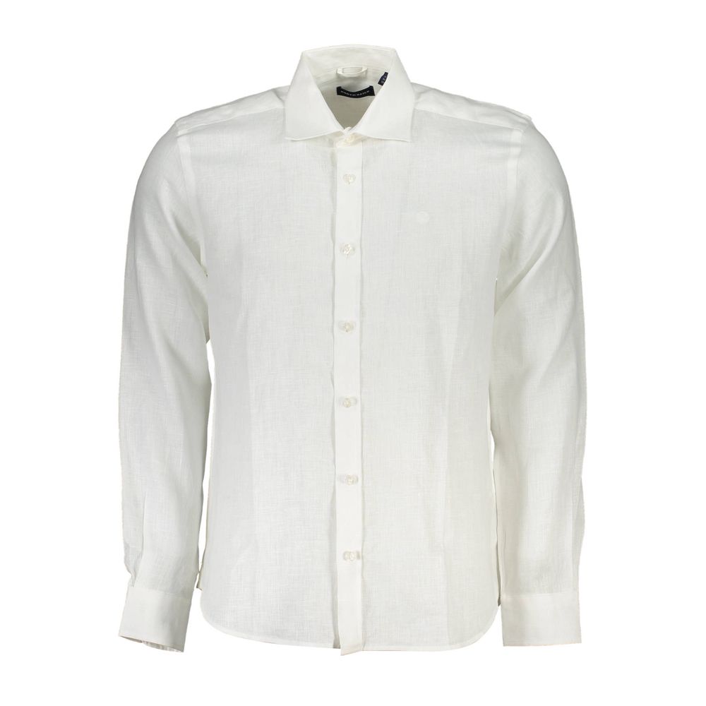 North Sails Elegant Long-Sleeved White Linen Shirt