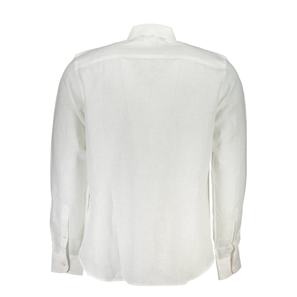 North Sails Elegant Long-Sleeved White Linen Shirt
