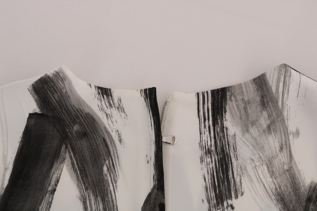 Dolce & Gabbana White and Black Striped Printed Blouse Top