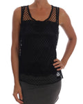 Dolce & Gabbana Black Silk Net Top with Floral Lace