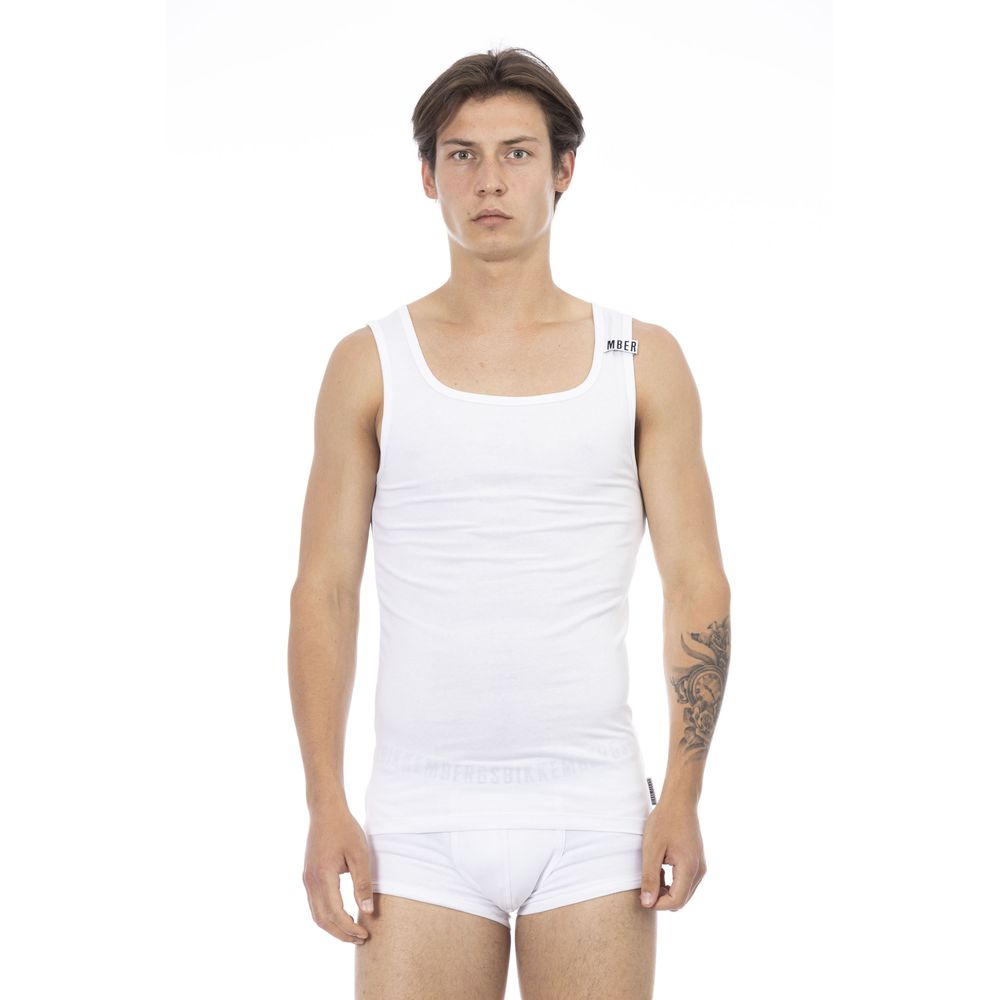 Bikkembergs Men's White Cotton Tank Top