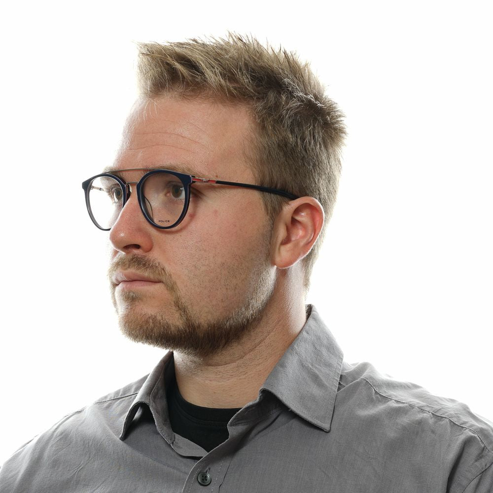Police Blue Metal and Plastic Glasses Frames