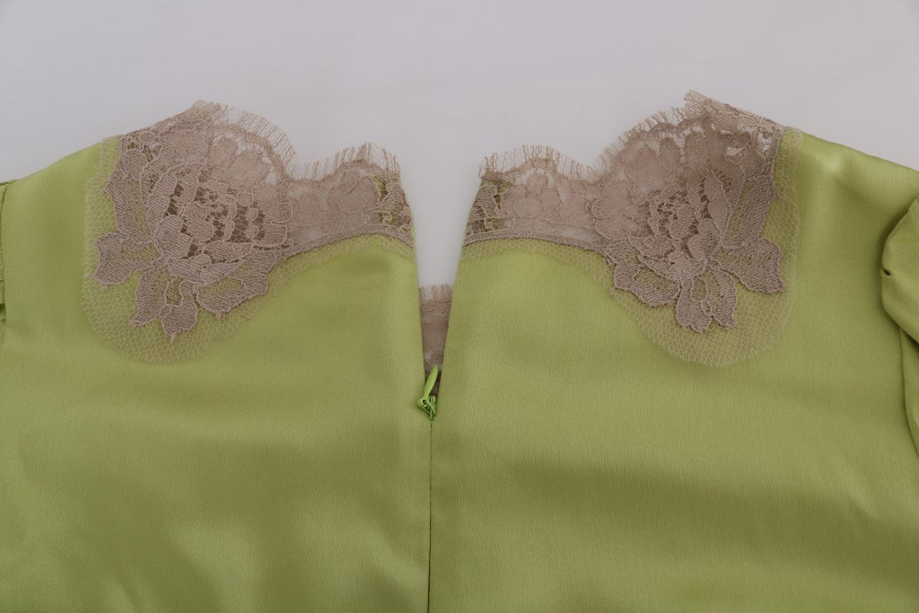 Dolce & Gabbana Grünes Seiden-Stretchblusentop