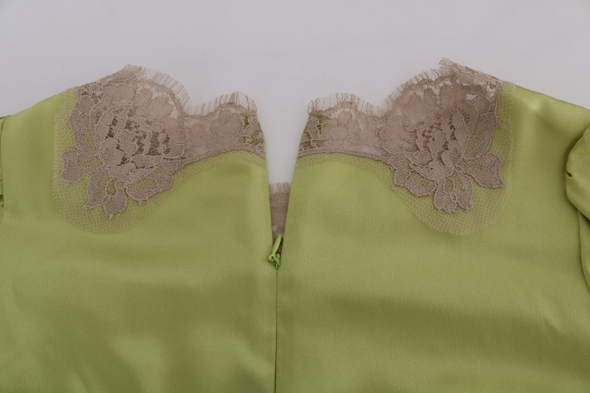 Dolce & Gabbana Grünes Seiden-Stretchblusentop