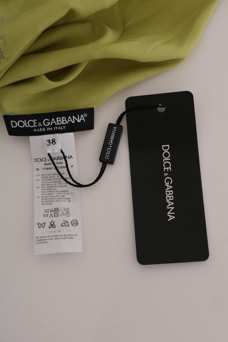 Dolce & Gabbana Grünes Seiden-Stretchblusentop