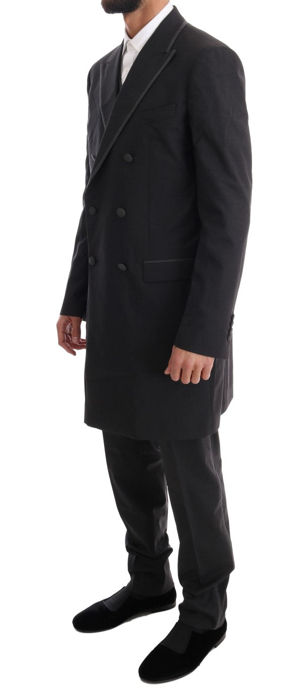 Dolce & Gabbana Grey Wool Stretch Two-Button Three-Piece Suit