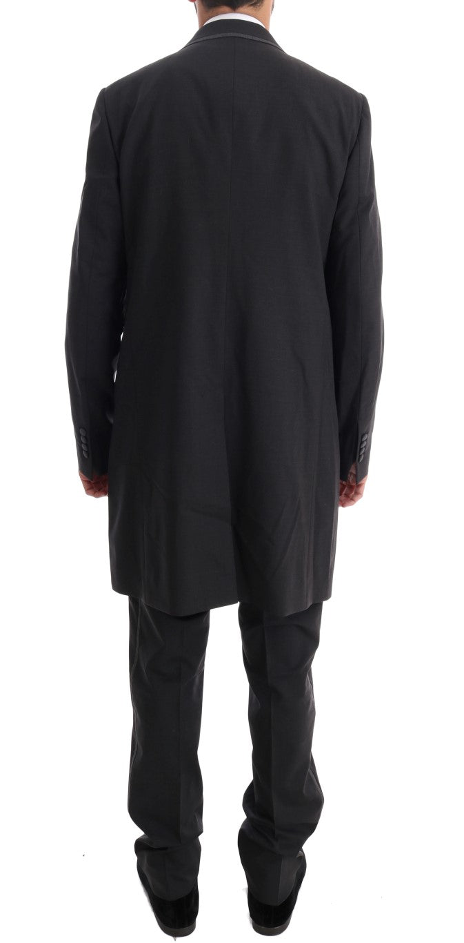 Dolce & Gabbana Grey Wool Stretch Two-Button Three-Piece Suit