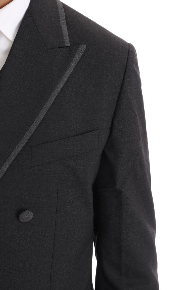 Dolce & Gabbana Grey Wool Stretch Two-Button Three-Piece Suit