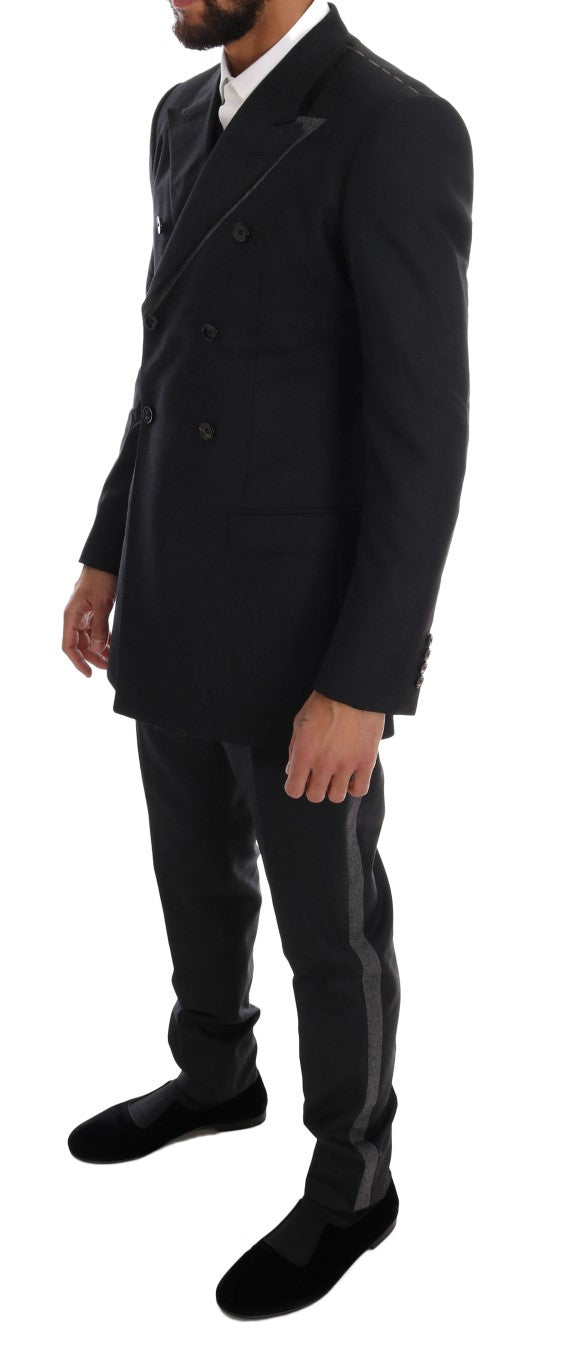 Dolce & Gabbana Grey Double-Breasted 3-Piece Wool Suit