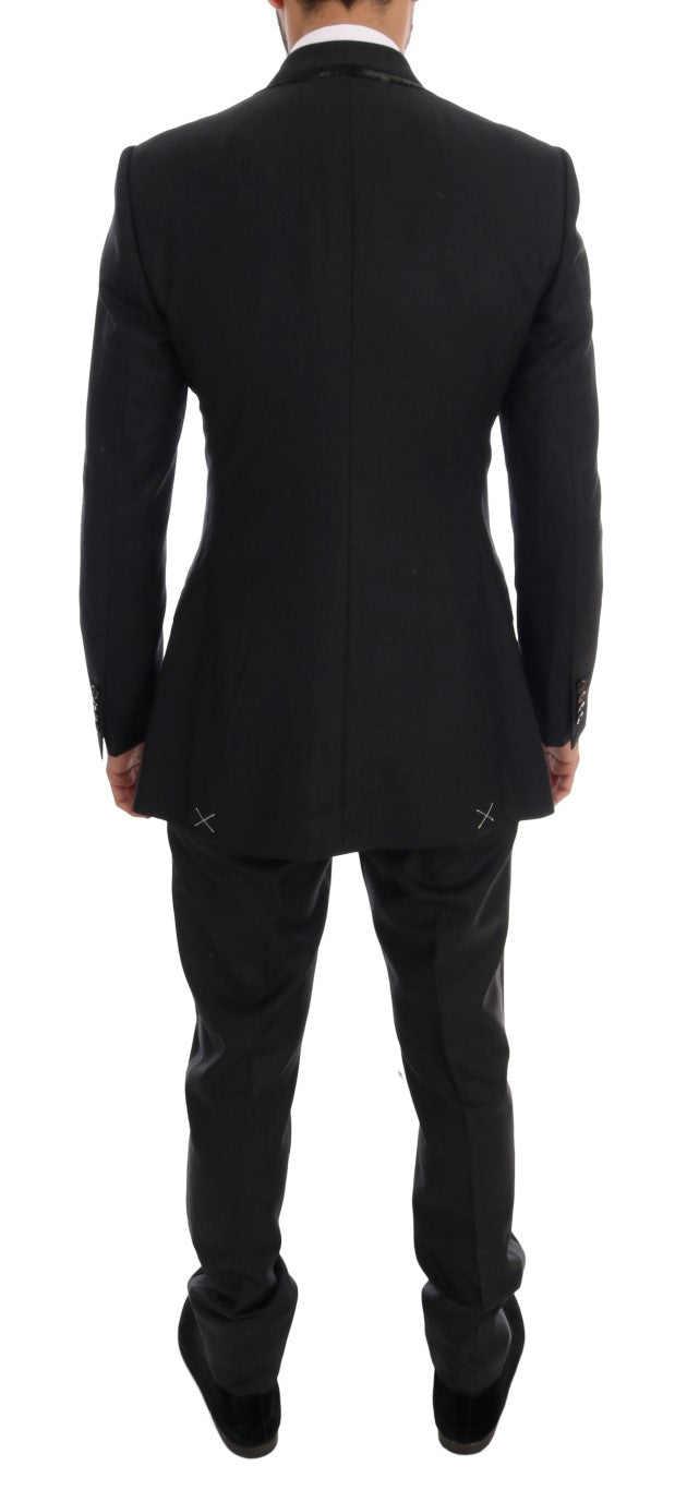 Dolce & Gabbana Grey Double-Breasted 3-Piece Wool Suit