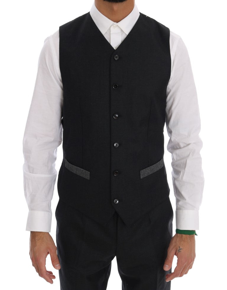 Dolce & Gabbana Grey Double-Breasted 3-Piece Wool Suit