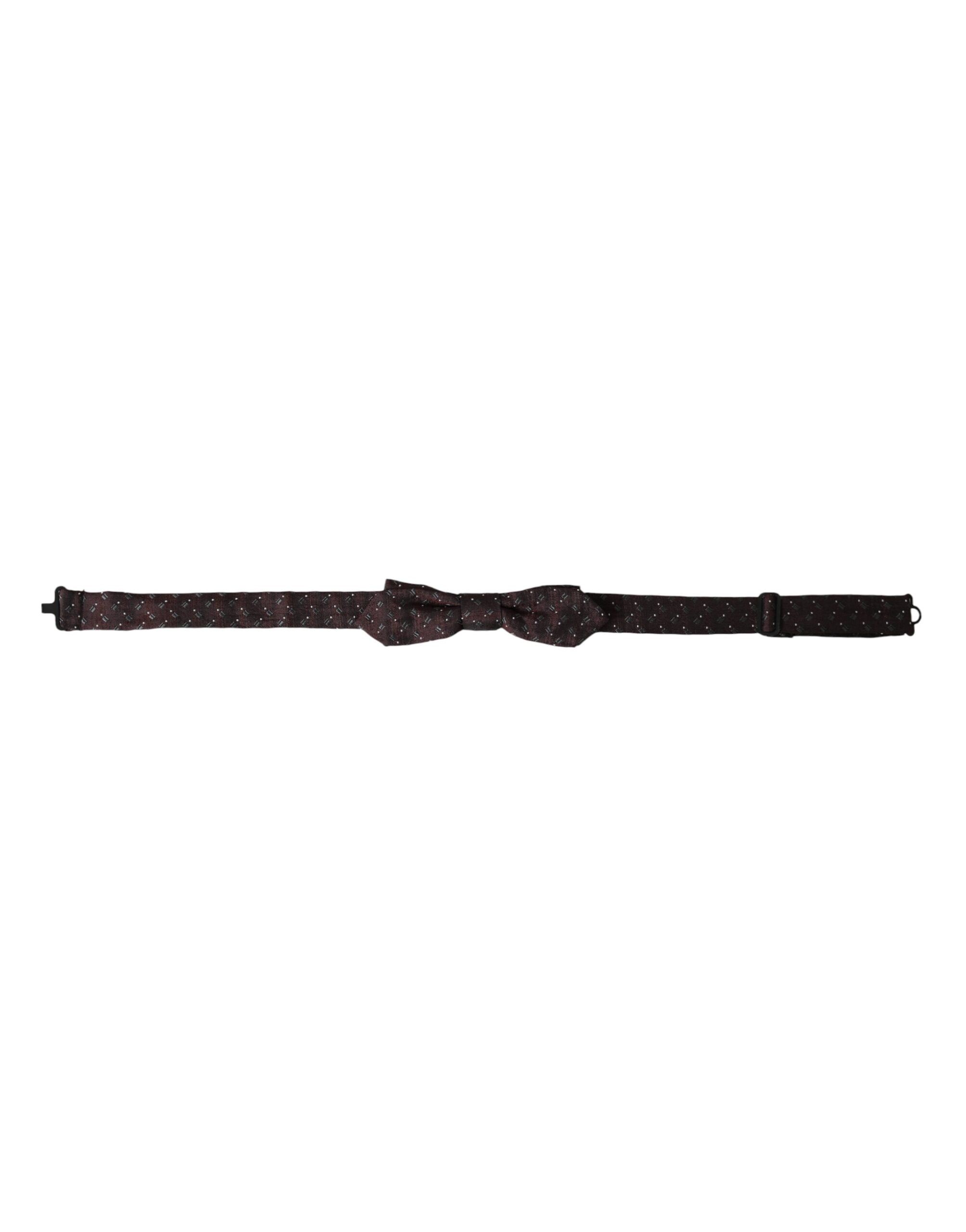 Dolce & Gabbana Chestnut Brown Patterned Silk Bow Tie with Adjustable Neck Papillon